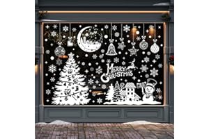 LUISAS Fensterbilder Weihnachten Selbstklebend, Weihnachts Fensterbilder, 202 Fensterdeko Weihnachten, PVC Schneeflocken Fensterbilder Weihnachten, Fensterbilder Winter