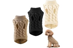 JOKUREAO 3Pcs Turtleneck Knitted Dog Jumper Set, Pet Jumper for Small Dogs, Stylish Pet Sweater with High Collar, Warm and Comfortable Dogs Clothing for Small Medium Dogs