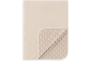 Susurration Babydecke Baumwolle Baby Decken Neugeborenen, Weiche Krabbeldecke 75x100cm,Multifunktional Minky Kuscheldecke für Kleinkinder Mädchen Junge (Beige)