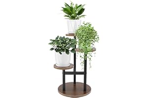 VIEWALL Soporte Macetas Interior Soporte para Plantas para Interiores y Exteriores,Estanteria para Plantas de 3 Niveles de Madera y Metal,Soporte Macetas Interior para Esquina,Sala de Estar,Balcón,Jardín