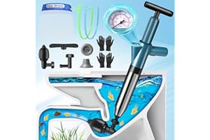 LIVEHITOP Toilet Unblocker, Toilet Plunger Heavy Duty High Pressure Air Sink Unblocker Tools with Visual Barometer Sink Plungers for Unblocking Bathroom Kitchen Floor Drain Sink Shower Pipe Clog