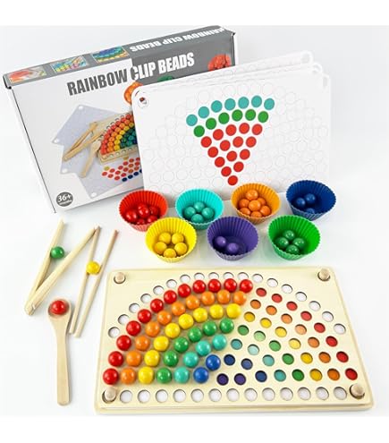 Montessori bordspellen van hout, educatief speelgoed voor kinderen, fijne motoriek, met 42 kleurrijke stokken en dobbelstenen, grappig balspel voor het gezin, verjaardagscadeau voor jongens en meisjes