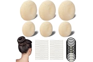 Deepton 36 Stück Duttkissen Klein Groß, Haardonut 6 Stück, Plüsch HaarDutt Maker, Dutt Kissen Maker Set mit 10 Elastischen Haarband, 20 U-Form Haarspange für Kinder Mädchen Frauen (Beige)