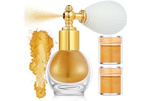 WishesMar Oro Brillantini Glitter Polvere per Corpo, Capelli e Viso - Spray Glitterato per Vestiti, Body Shimmer Olografico per Festival, Mascherata, Feste con 2 Sostituzione