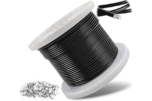 4 mm vajer, hölje, 100 m rostfritt stål stålrep med svart PVC-beläggning och 100 presshylsor för klätterväxter, ljuskedjor, g