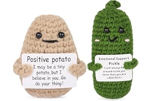 KufaerBeam Funny Positive Carrot Crochet Dolls,Handmade Emotional Support Vegetables with Positive Card Knitted Cute Encouraging Gift for Kids Adults Friends Classmate Girlfriends (Potato&Cucumber)