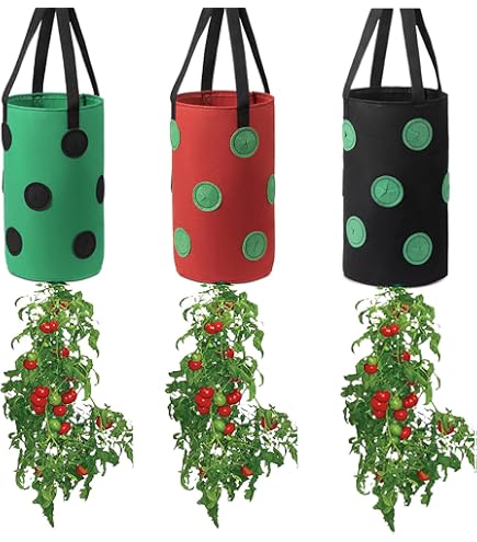 6 Stück Hängende Pflanzensäcke – Für Tomaten, Erdbeeren, Kräuter, 20x20x35 Cm