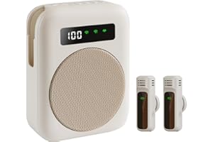 QEEKADA Amplificador de Voz Bluetooth para Profesores, Amplificador de Voz inalámbrico con lavalier micrófonos, Sistema PA 2000mAh Recargable Personal para Aula, guías turísticas, Hablar, Salle de classe