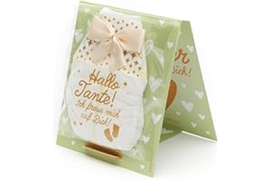 ‎GOLDPRINTZ goldprintz I Du wirst Tante Geschenk I Aufstellkarte mit goldig bedruckter Windel I Schwangerschaft verkünden I Baby Ankündigung I Babynews verkünden