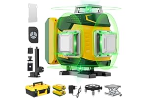 CTALYN 【Modalità a Impulsi】Livella Laser Autolivellante 360, Verde Livello Laser 16 Linee, Telecomadon, Ricaricabile Typ-C, 2×5400mAh Batterie