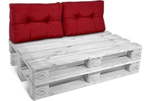 ‎BEAUTISSU Beautissu Palettenkissen Style – 2X Rückenkissen 60x40 cm Gepolsterte Europaletten Indoor & Outdoor Auflage Palettenmöbel Lounge Kissen Outdoor - Rot