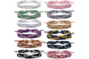 Belugsin Freundschaftsarmband 12 Stück Freundschaftsbänder Verstellbar Gewebte Armband Bunte Handgefertigt Freundschaftsarmbänder für Männer Damen Seil Geflochtenes Armband