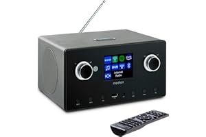 MEDION P85444 2.1 Internetradio mit Subwoofer (DAB+, UKW Radio, Spotify Connect, WLAN, Bluetooth, Streaming, Equalizer, Farbdisplay, USB, AUX, Wecker, Schlummerfunktion, Sleep Timer) Titan