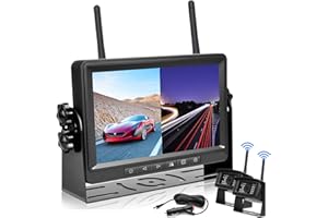 HODOZZY Telecamera Posteriore Wireless Digitale con 7 Pollici Monitor HD LCD, Impermeabile IP69, Visione Notturna, 2x Senza Fili Retrocamera, 12V-36V per camion/rimorchio/camper/barca/semirimorchio/bus