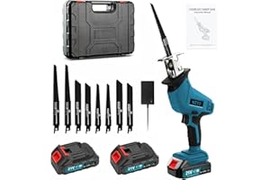 HONDONY 21V Cordless Reciprocating Saw, 0-4000 RPM Variable Speed | 8 Blades & 2 Batteries Included | for Metal, Wood, PVC & Pipe Cutting | Electric Hand Saw for DIY & Construction