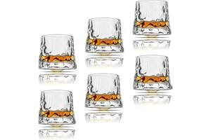 Earnmore Confezione da 6 bicchieri da whisky girevoli a decompressione Old Fashioned Whisky Glasses-Bar Whisky Glasses –Style Glassware for Bourbon–Bicchieri per Scotch–Bicchieri da rum，160ml