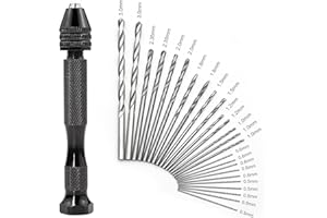 SIMDAO Brocas manuales de tornillo de alfiler, 25 brocas de torsión (0,5-3,0 mm), brocas de mano de precisión para madera de metal, trabajo manual, bricolaje, joyería, ensamblaje, fabricación de modelos