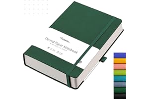 HIUKOOKA Bullet Dotted Journal - 320 Numbered Thick Pages Bound Dot Grid Notebook A5 100gsm Thick Dotted Paper Journal for Note-Taking,Sketching,Planning,Diary with Drawing Board-Green