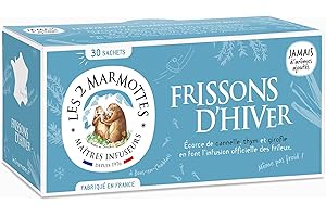 Les 2 Marmottes Infusion Frissons d'Hiver Anti Coup de Froid Cannelle Thym Eucalyptus Epicé/Hivernal Gamme pour Plaisir des Papilles 40 g