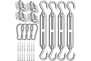 MORZEJAR M6 zestaw do mocowania żagla przeciwsłonecznego, wytrzymały żagiel przeciwsłoneczny, stal nierdzewna, zestaw sprzętowy do trójkąta i kwadratu, prostokąt, żagiel przeciwsłoneczny, akcesoria do