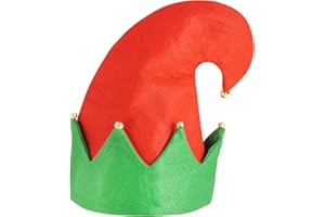 HENBRANDT Adult Elf Hat with Bells Red and Green Felt Elves Hat Christmas Novelty Gift Xmas Party Hats Jingle Bells Elf Fancy Dress Costume Accessories for Men and Women