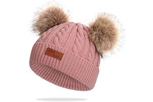 WELROG Cappello Invernale a Maglia Calda da Bambino Berretto da Berretto per Capelli con Pelliccia all'Uncinetto per Bambini Pom Pom Hat Baby Boys Girls