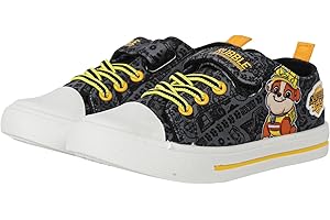 Rubble & Crew Kids Paw Patrol Low Top Canvas Trainers Official Licensed Shoes with Touch Fastening Strap and Yellow Lace Design Exclusive by A2Z 4 Kids Sizes 6-12 UK