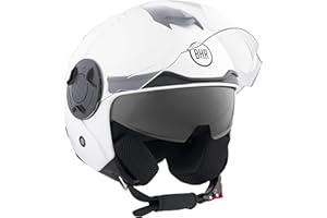 BHR Casco Jet Doppia Visiera 830 FLASH, Casco Scooter Omologato ECE 22.06, Casco Moto Jet Leggero & Confortevole con Visiera Interna Parasole, Bianco, L