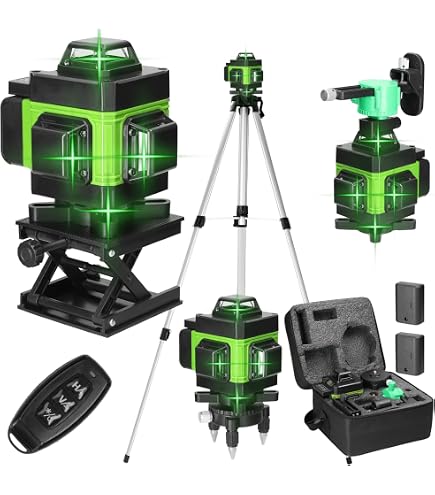 Groene Kruislijnlaser 16 Lijnen Met Statief - 4x360° Zelfnivellerend, APP Bediening, IP54 - Perfect Voor Bouw En Klussen