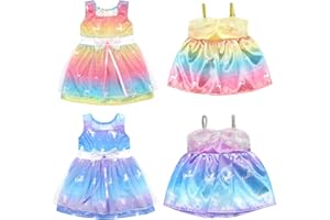 ZWOOS 4 paczki ubranek dla lalek dla lalek bobasów 35-43cm sukienka w stylu jednorożca kompatybilna z Baby Born, Baby Annabell i nie tylko