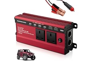 UPROZIL 1500W Power Inverter 12V to 240V AC Car Converter, Power Inverter with 3.1A 4 USB 2 AC Sockets Dual Car Adapter, 2 LED Display, for Travel Camping RV Motorhomes Boat, Red