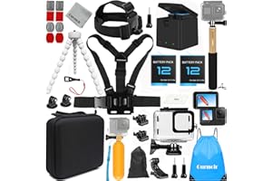 Gurmoir Accessori Kit con Batteria e Caricabatterie per Gopro Hero 12 11 10 9, Kit di accessori per Go Pro 12 11 10 9 (PT11)
