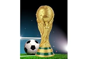 BURUVO 2022 Resina Placcatura Coppa del Mondo Trofeo Replica Trofeo di Calcio Placcatura Oro Partita Champions Fan Regali Commemorativi Modelli Statua (Color : Gold Trophy, Size : 36cm/14.17in)