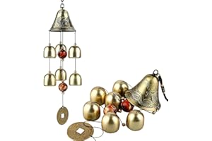 WYSUMMER Lucky Wind Chimes, Vintage Metal Hanging Wind Bell Outdoor Good Luck Hanging Charm with Coin for Garden Home Patio Yard (Dragon Wind Chime)
