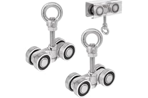 Bijun 4 Wheel Unistrut Trolley Silent Trolley Assembly Rollers, Unistrut Trolley Roller Stainless Steel with M10 Bolt and Lifting Eye Nuts for Use with 1-5/8" Wide and All1-5/8"Ortaller Strut Channel