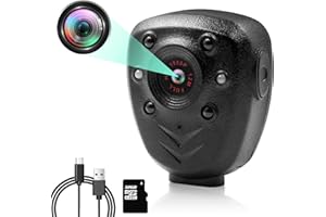 TANGMI Mini Telecamera Spia,HD 1080p Mini Telecamera da Esterno con Visione Notturna a 4 LED IR, Scheda SD integrata da 32 GB, Portatile Mini Videocamera per Polizia Esterna Domestica
