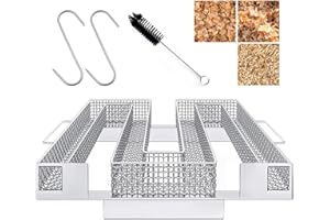 DIAOCARE Kaltrauchgenerator, Kaltrauch Kaltraucherzeuger Edelstahl für Räucherofen Cold Smoke Generator mit Bürste + Haken, Food Smoker für Kugelgrill BBQ (22,5x21x4cm)