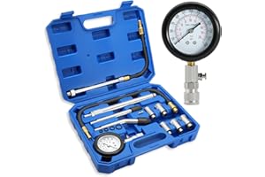 Wvoillty 11tlg Auto Kompressionstester-Satz für Benzinmotor 0-300 PSI / 0-20 Bar, KFZ Benzin Motor Kompressionsprüfer, Zylinderdruck Kompressionsmesser