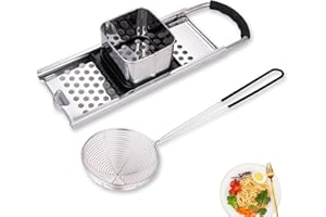 KATLEAY 2 Pièces Râpe à Spaetzle en Inox, Machine à Spaetzle, Presse à Spaetzle, Raboteuse à Spätzle, Trancheuse à Spaetzle en Acier Inoxydable avec Glissière à Pâte, pour Spaghetti, des Boulettes, des Pâtes