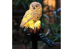 yowin Owl Solar Garden Ornament, Owl Gift, Garden Sculptures & Statue, Waterproof Solar Animals for Outdoor Garden Yard Balcony Flowerbed Decorations - White