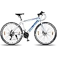 Vaux Swifter-Pro Hybrid Cycle for Men with Dual Disc Brake, 21 Speed Gear Cycle with Hi-Ten Steel Frame, Alloy Rims & 700Cx35 Tyres (White)