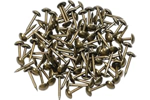 shapenty 100 Stück 6 mm Durchmesser Kleine Vintage Dekorative Möbel Sofa Stift Nägel Polsternägel Craft 0,8 Tack, 6 x 14 mm, Messing antik