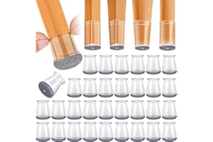 TEBOKHAD 32 Pezzi Gommini per Sedie Rotondi, Silicone Tappini per Gambe Sedia, Coprigambe per Sedie, Protezioni per Gambe Di Sedie Mobili per Pavimenti in Legno