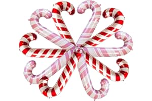 GOVPY Christmas Candy Cane Foil Balloons, 10 Pcs Sweet Pink & Red Candy Cane Mylar Balloons for Xmas, Birthday & Candyland Party Decorations