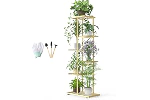 MAIJIAJU Metal Plant Stand Indoor Outdoor 6 Tier Plant Shelf with Gardening Tools and Gloves, 108cm Tall Flower Stand for Multiple Plants, Organizer Corner Shelf Unit Display Rack for Garden Patio Living Room