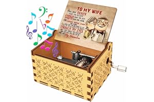 XOPOZON Gift for Wife from Husband, Birthday Gift for Wife Wooden Engraved Vintage Hand Crank Music Boxes, from Daughter Son, You Are My Sunshine Music Box Gifts for Christmas Anniversary