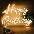 Happy Birthday Neon Signs, Arrinew LED Sign Wall Decor, Warm White Neon Lights powered by USB, Gamer Gifts for Happy Birthday Party,Bedroom,Party Supplies