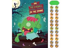 Épinglez Globe Oculaire sur Zombie - Enfants Halloween Fête Jeux avec Bandeau Zombie Post 24 Pièces Globe Oculaire Autocollants Garçon Adulte Épingle Jeu Halloween Anniversaire Fête Décorations