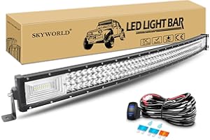 SKYWORLD 42 Pulgadas 540W Barra Led 4x4 Curvo Barra de luces de trabajo Barra Led Coche Luz Faro Led Focos Led Con 12V Rocker Cableado Kit para atv utv suv tractor camión off road todoterreno