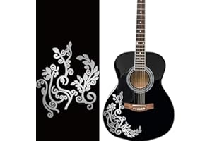PLIGREAT Silver Flower Vine Guitarra Cubierta Pegatinas Calcomanías de guitarra extraíbles Regalos de bricolaje para bajista Instrumentos de guitarra acústica Suministros de la tienda